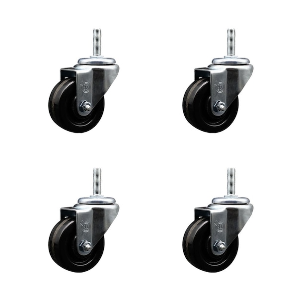 3 Inch Phenolic Wheel Swivel 34 Inch Threaded Stem Caster Set Service Caster